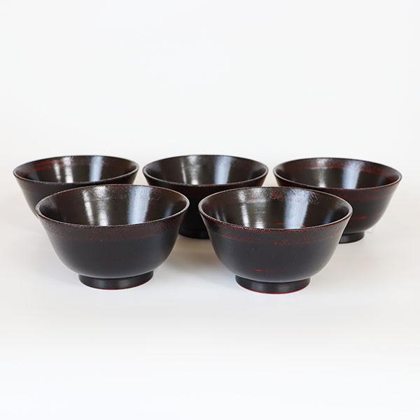 お椀 汁椀 木製 羽反り 布貼り 曙 黒 ５客 5個 セット 漆器 漆塗り 400ml お碗 味噌汁...
