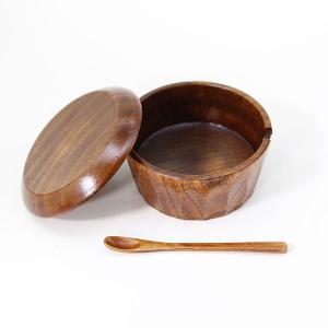 木製 薬味入れ スプーン付き 蓋付き 漆塗り ...の詳細画像2