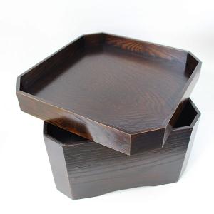 箱膳 隅切 お膳 漆塗り 木製 漆器 茶櫃 お...の詳細画像4