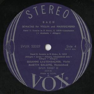 <中古LPレコード>バッハ:Vnソナタ(全6曲...の詳細画像2