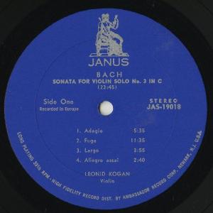 <中古LPレコード>バッハ:無伴奏Vnソナタ3...の詳細画像2