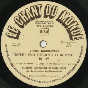 <中古LPレコード>カバレフスキー:Vc協奏曲...の詳細画像2