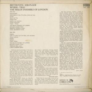中古クラシックlpレコード ベートーヴェン セレナーデop 25 ウェーバー ｆｌ チェロ ピアノの三重奏曲op 63 メロスｅｎｓ 英l Oiseau Lyre Sol 284 Tax 4 Nl