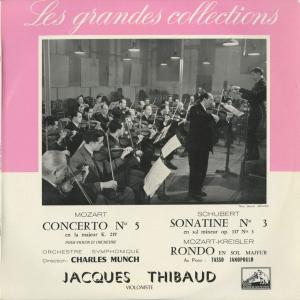 ＜中古クラシックLPレコード＞モーツァルト：ヴァイオリン協奏曲5番，シューベルト，モーツァルト/J.ティボー(vn)C.ミュンシュ指揮so./T.ヤノポウロ(pf)