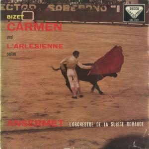 ＜中古クラシックLPレコード＞ビゼー：カルメン組曲，アルルの女組曲/Ｅ.アンセルメ指揮スイス・ロマンドｏ./英DECCA：SXL 2037｜silent-tone-record