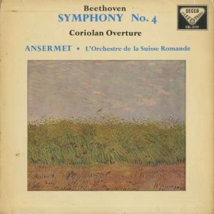＜中古クラシックLPレコード＞ベートーヴェン：交響曲4番Op.60，コリオラン序曲Op.62/Ｅ.アンセルメ指揮スイス・ロマンドｏ./英DECCA：SXL 2116