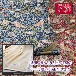 西川（nishikawa） 洗えるシルク肌掛けふとん 日本製 サンダーソン真綿