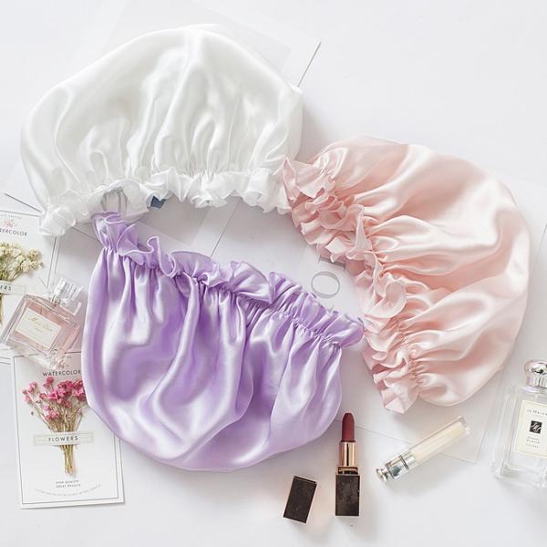 シルク100％サテンのナイトキャップ 髪を摩擦、乾燥から守り 切れ毛、枝毛予防に