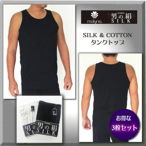 お得な3枚セット　男のSILK 天然繊維のコラボ・シルク＆コットン メンズタンクトップ｜silk-health