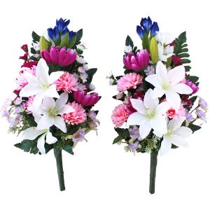 仏花 造花 ユリとりんどうと小菊の花束一対 お...の詳細画像4