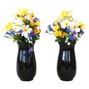 仏花 造花 ユリと小菊の小花束一対 (花器付き...の詳細画像2