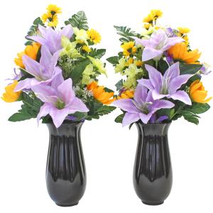 仏花 造花 ユリとおだまきの花束一対 お墓用 ...の詳細画像3