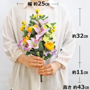 仏花 造花 ユリとおだまきの花束一対 お墓用 ...の詳細画像2