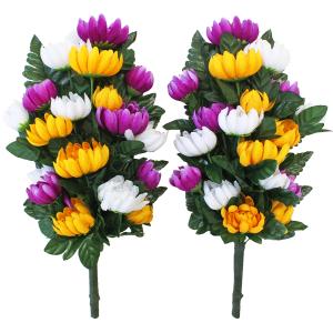 仏花 造花 三色の菊18輪の花束一対 お墓用 ...の詳細画像3