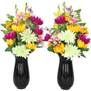 仏花 造花 菊の花束一対 (花器付きセット中)...の詳細画像5