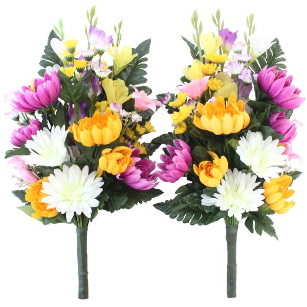 造花 仏花 シルクフラワーの菊の花束 一対 CT触媒 お彼岸 お盆 お仏壇 仏花 btb ydl