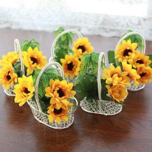 造花 あじさいとベリーのバスケットアレンジ シルクフラワー アジサイ