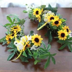 造花 ひまわりとニゲラのかごアレンジ シルクフラワー ヒマワリ 向日葵