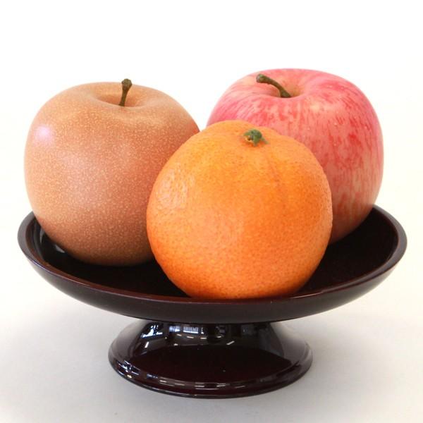 食品サンプル リアルなお供え フルーツ3点セット (器付き) 果物 フェイク りんご オレンジ 梨 ...