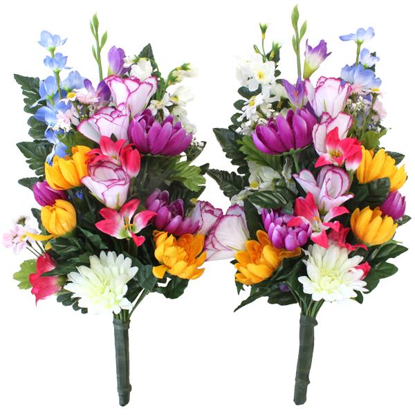 仏花 造花 グラジオラスと菊の花束一対 お墓用 お仏壇 CT触媒 お盆 お供え btb