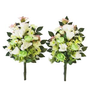 造花 仏花 ラナンキュラスとヒサカキの花束一対...の詳細画像4