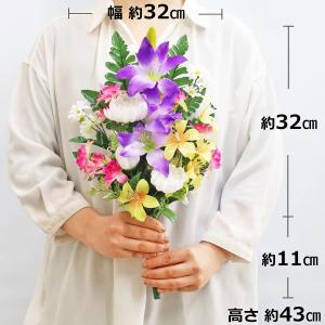 仏花 造花 紫のユリとピンクのおだまきの花束 ...の詳細画像2