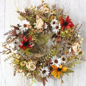 造花 シックなコスモスと大輪の菊の和風アレンジ 秋のアレンジ シルク