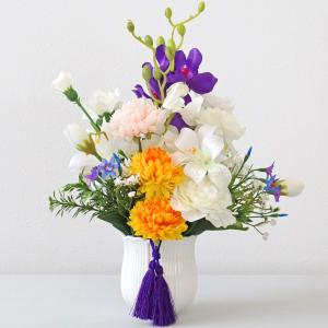 仏花 造花 白いカーネーションとモカラのアレン...の詳細画像1