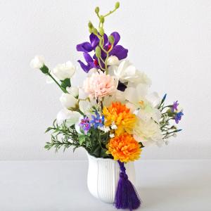 仏花 造花 白いカーネーションとモカラのアレン...の詳細画像2