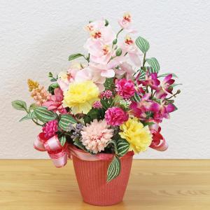 遅れてごめんね 母の日 プレゼント 造花 ミニファレノとオーキッドカーネーションなどの華やかなアレンジ 花 CT触媒 枯れない花 シルクフラワー｜silkflower