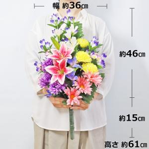 造花 仏花 2色のマムとユリの大きな花束一対 ...の詳細画像2