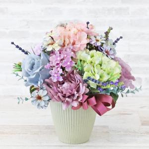 造花 シックなアジサイとラベンダーのアレンジ あじさい 紫陽花 シルクフラワー CT触媒 インテリア フラワーアレンジ arg