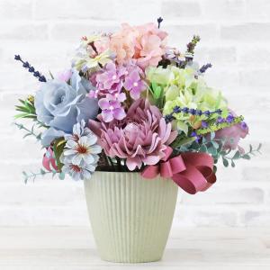 造花 シックなアジサイとラベンダーのアレンジ ...の詳細画像1