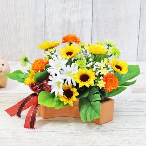 造花 アレンジ 糸菊とオータムユーカリの秋のアレンジ シルクフラワー