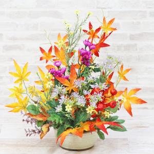 造花 アレンジ 糸菊とオータムユーカリの秋のアレンジ シルクフラワー