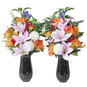 造花 仏花 シキミやオレンジダリアとユリの花束...の詳細画像4