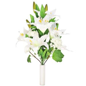 造花 仏花 カサブランカとスノーボールの花束 ...の詳細画像2