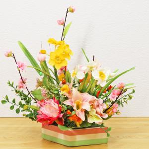 造花 シックなコスモスと大輪の菊の和風アレンジ 秋のアレンジ シルク