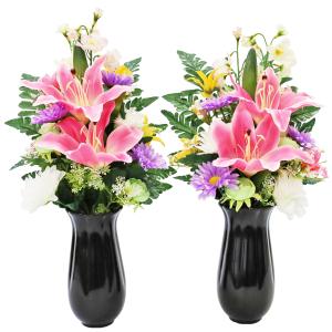 造花 仏花 ピンクのユリとデルフィニウムのパス...の詳細画像3