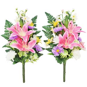 造花 仏花 ピンクのユリとデルフィニウムのパス...の詳細画像4
