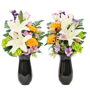 造花 仏花 カサブランカの入ったカラフルな花束...の詳細画像3