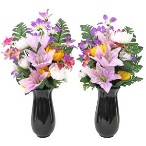 造花 仏花 2色の菊とリリーのパープルカラーの...の詳細画像2