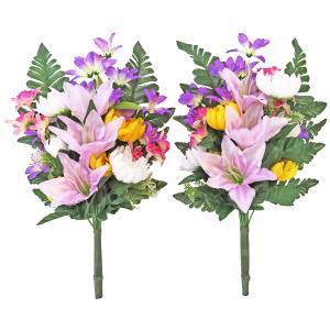 造花 仏花 2色の菊とリリーのパープルカラーの...の詳細画像3