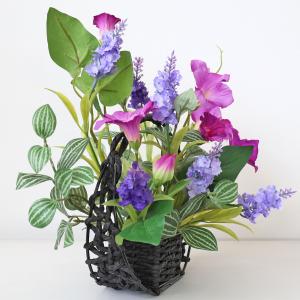 造花 満月かごに入ったラベンダーとあさがおの和...の詳細画像2