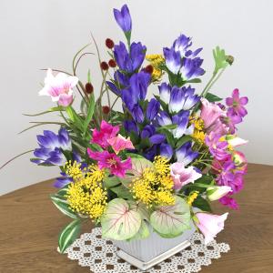造花 パープルカラーの秋の花々とりんどうのアレ...の詳細画像2