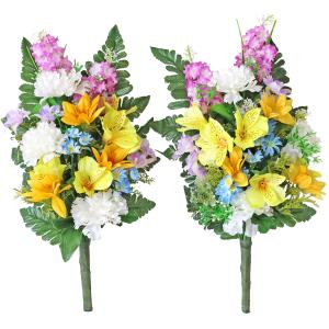 造花 仏花 イエローのアルストロメリアとカーネ...の詳細画像3