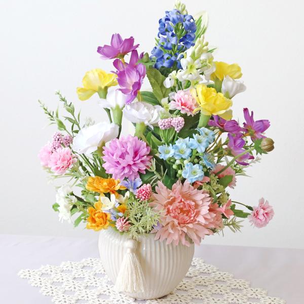 造花 仏花 カーネーション 亡き母に贈る 白いカーネーションとガーベラのやさしげなアレンジ 花 CT...
