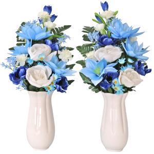 造花 仏花 ブルーのダリアとカーネーションの花...の詳細画像3