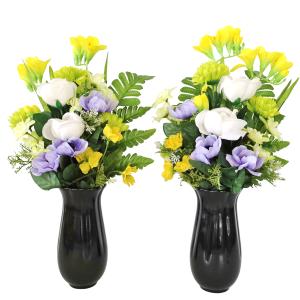 造花 仏花 フリージアと白ピオニーの花束 一対...の詳細画像3