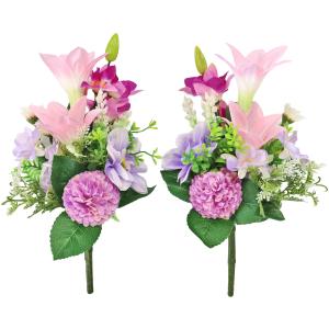 造花 仏花 ミニ パステルピンクのリリーとデン...の詳細画像4